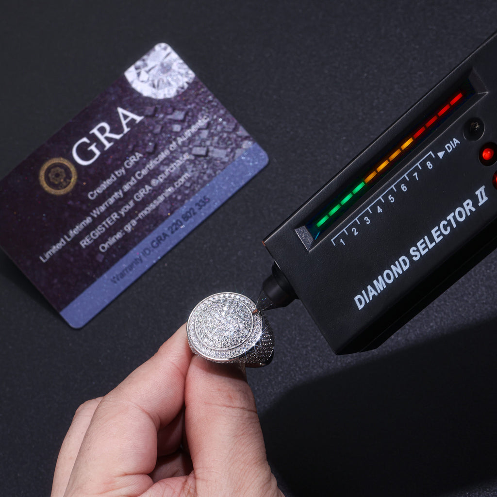 The King Of Hip-hop - Men's Ring, Diamond Ring And Wedding Ring Set With Top-quality Moissanite S925, Silver And Platinum-plated. The Ring Can Be Tested With A Diamond Pen