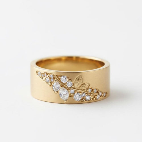 Elegant Leaf And Horse-eye Zircon Ring A Versatile, Stylish Accessory