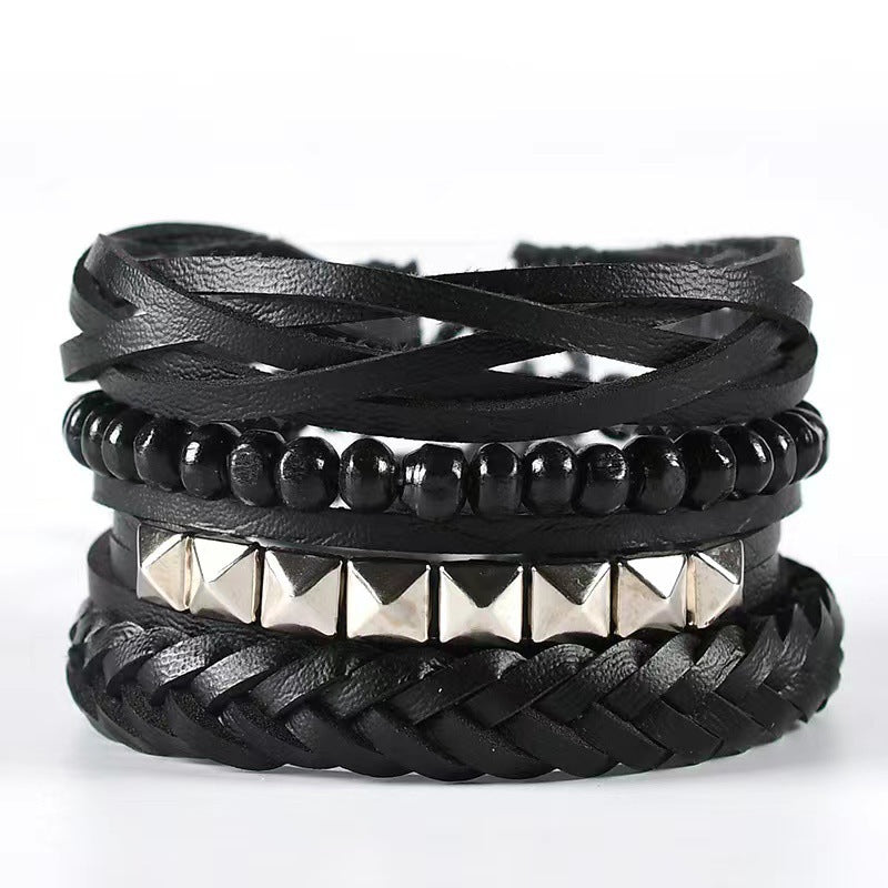 Multi-layer Bracelet Set Vintage-style Jewelry For Men
