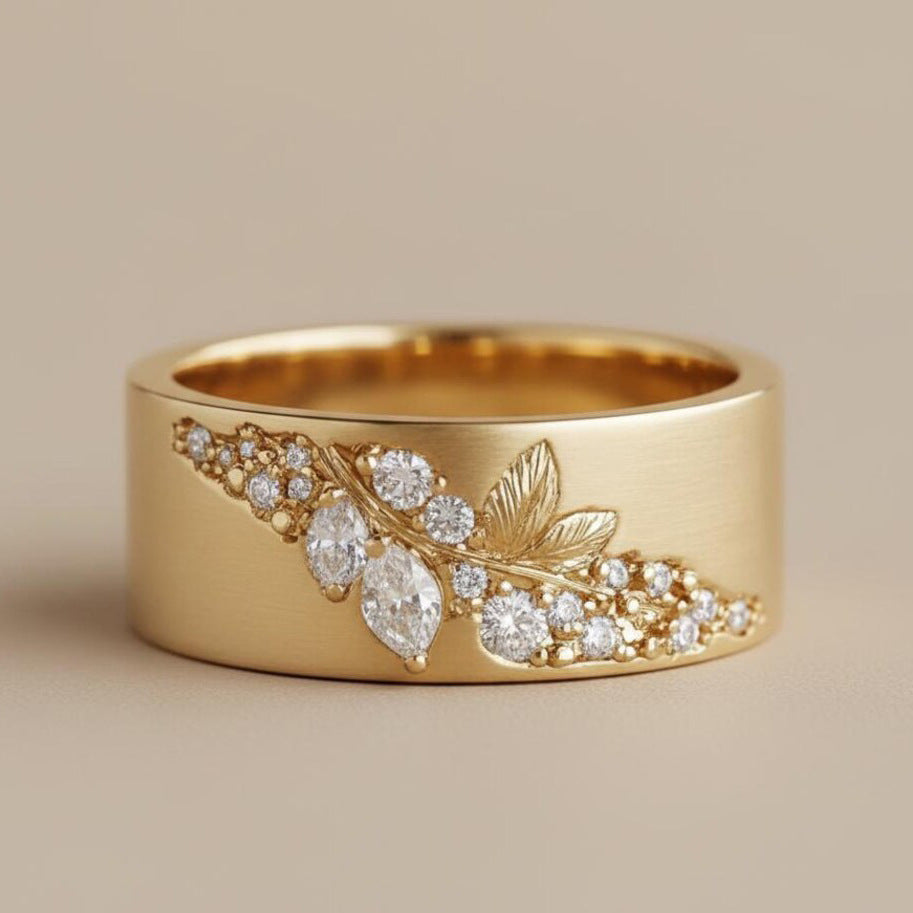 Elegant Leaf And Horse-eye Zircon Ring A Versatile, Stylish Accessory