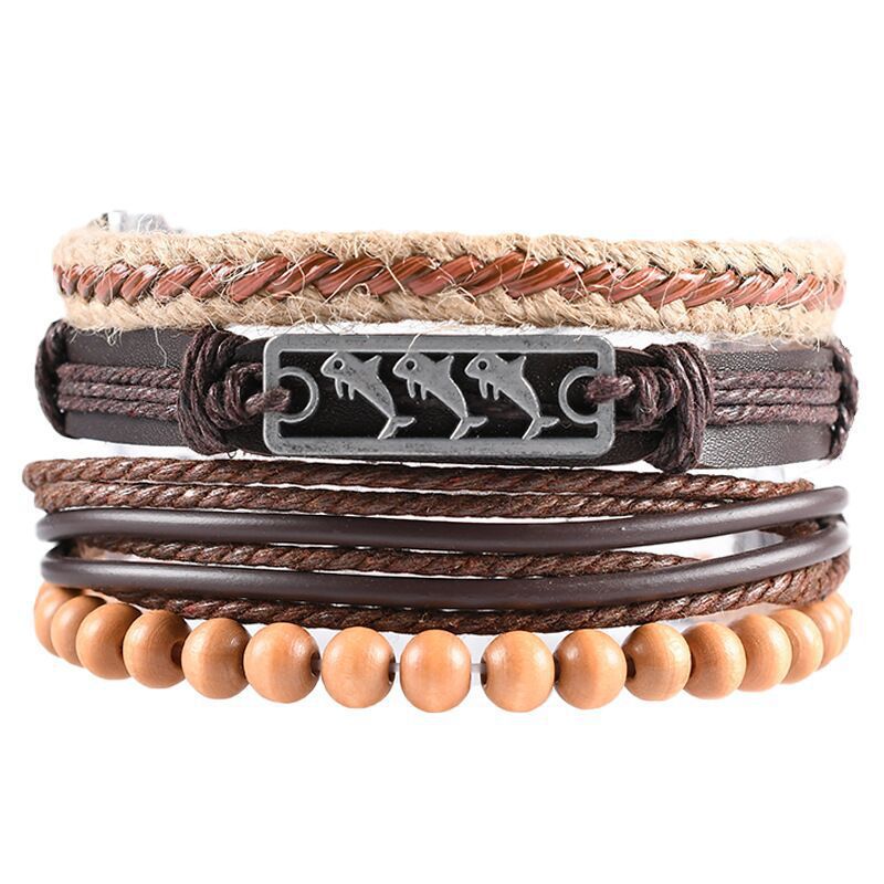 Multi-layer Bracelet Set Vintage-style Jewelry For Men