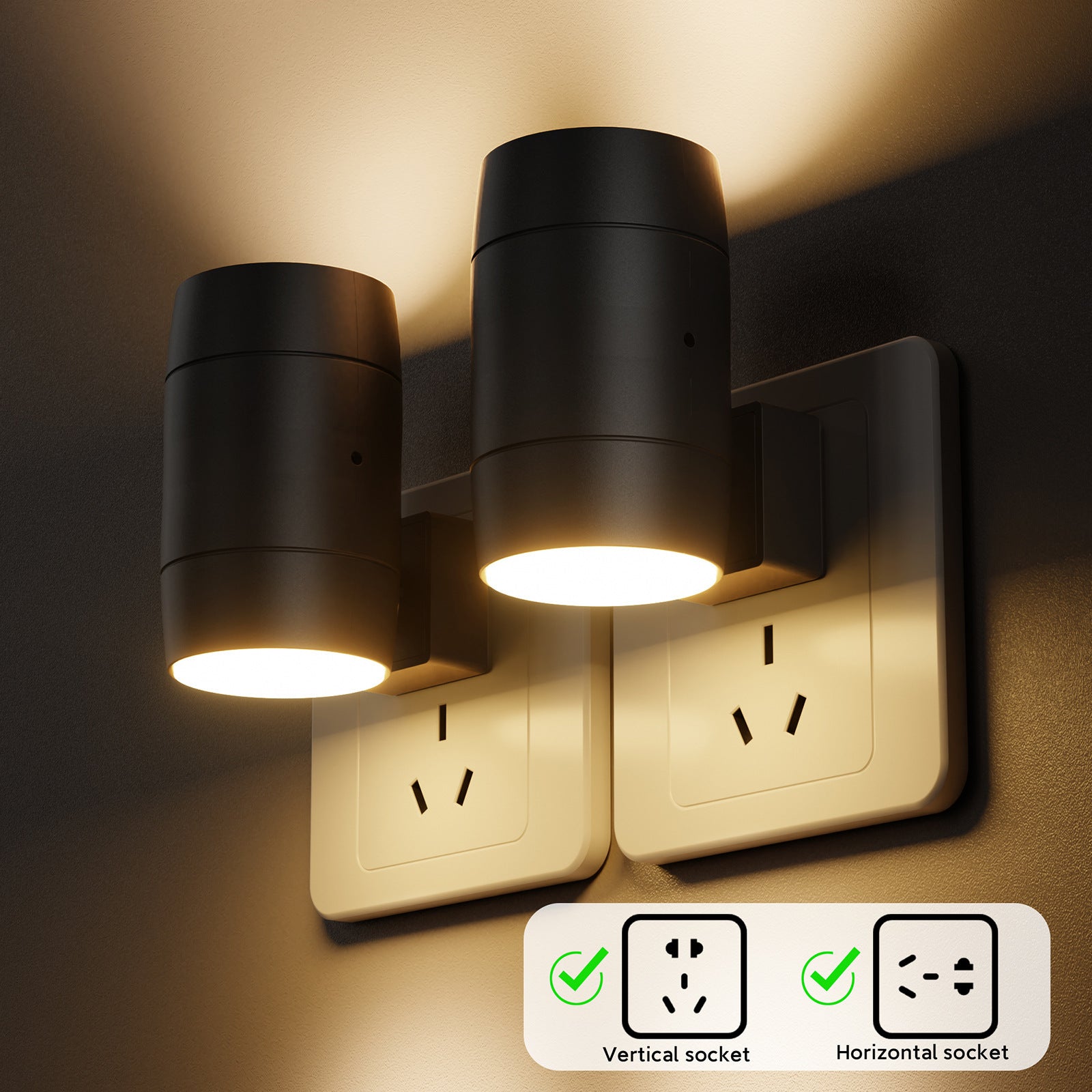 In-line Adjustable Brightness Rotatable Plug-in Light Induction Night Light Corridor Living Room Bedroom Atmosphere
