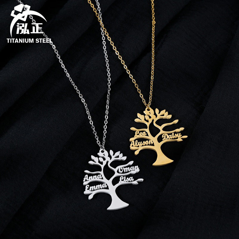 Tree Of Life 1-6 Necklace Personalized Stainless Steel Family Name Pendant Clavicle Chain Holiday Jewelry