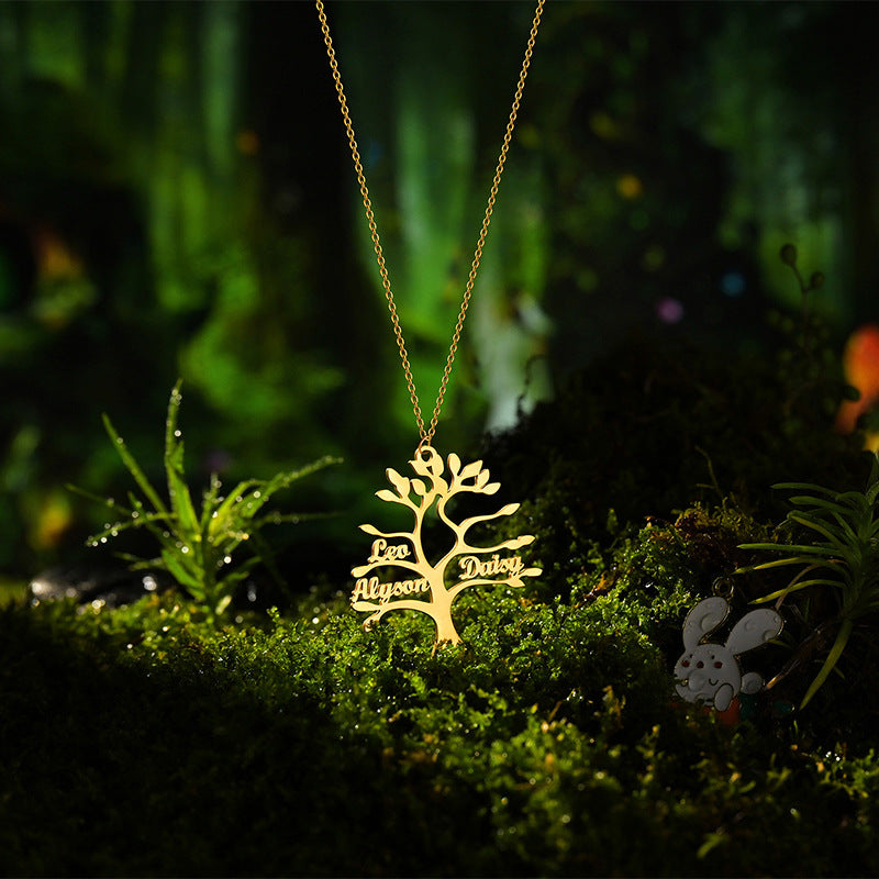 Tree Of Life 1-6 Necklace Personalized Stainless Steel Family Name Pendant Clavicle Chain Holiday Jewelry