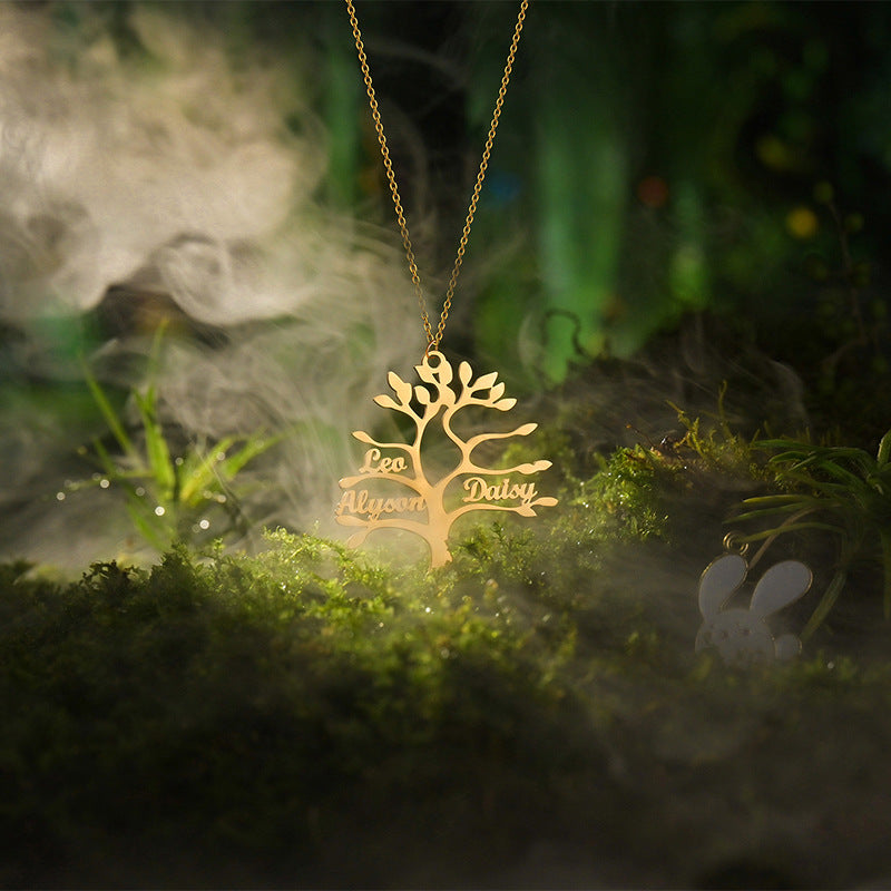 Tree Of Life 1-6 Necklace Personalized Stainless Steel Family Name Pendant Clavicle Chain Holiday Jewelry