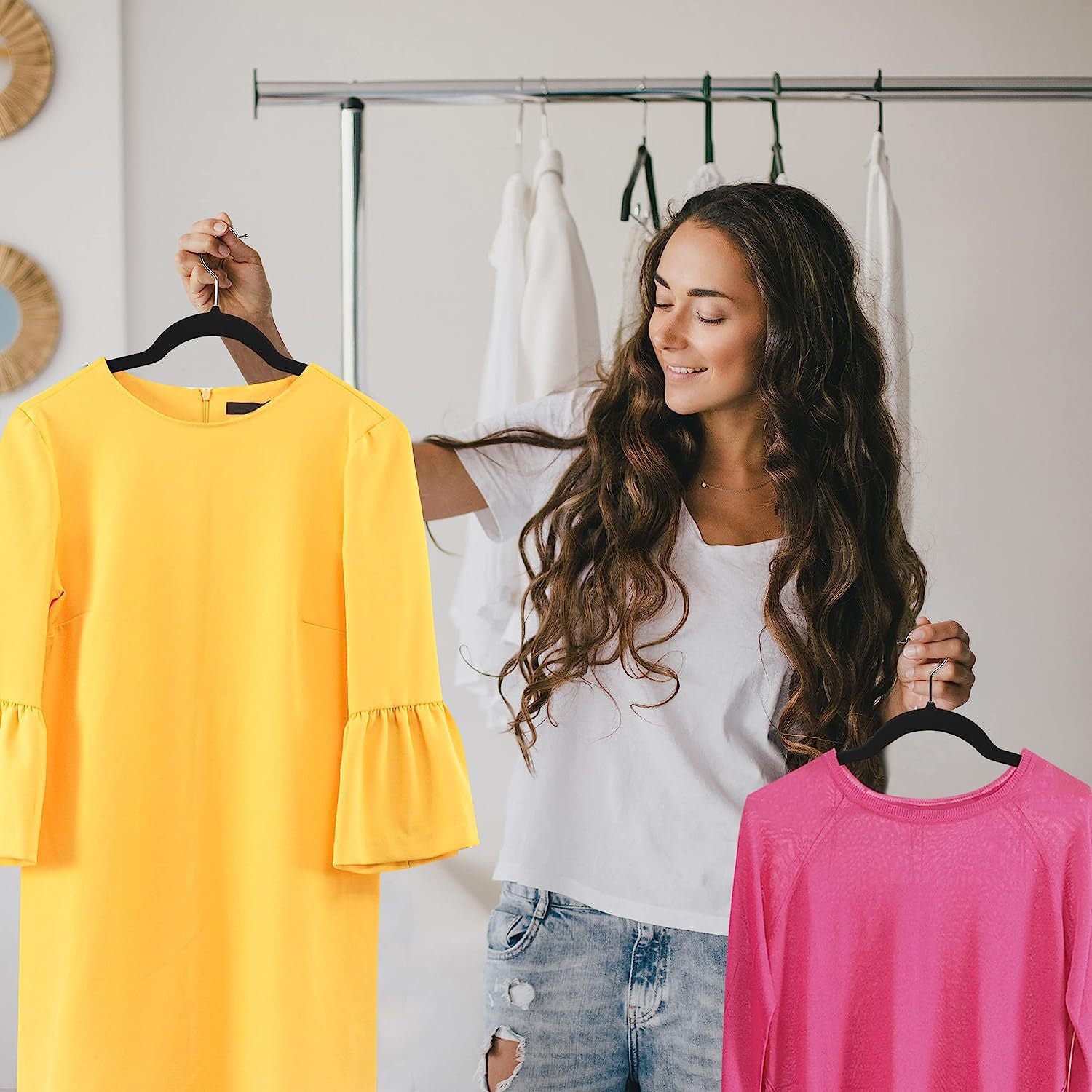 Flocking Multifunctional Anti-Slip Plastic Hanger Black Velvet Thickened Magic Clothes Hanger Clothes Rack