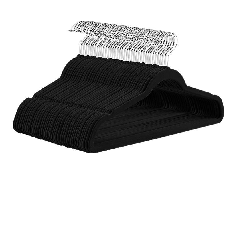 Flocking Multifunctional Anti-Slip Plastic Hanger Black Velvet Thickened Magic Clothes Hanger Clothes Rack