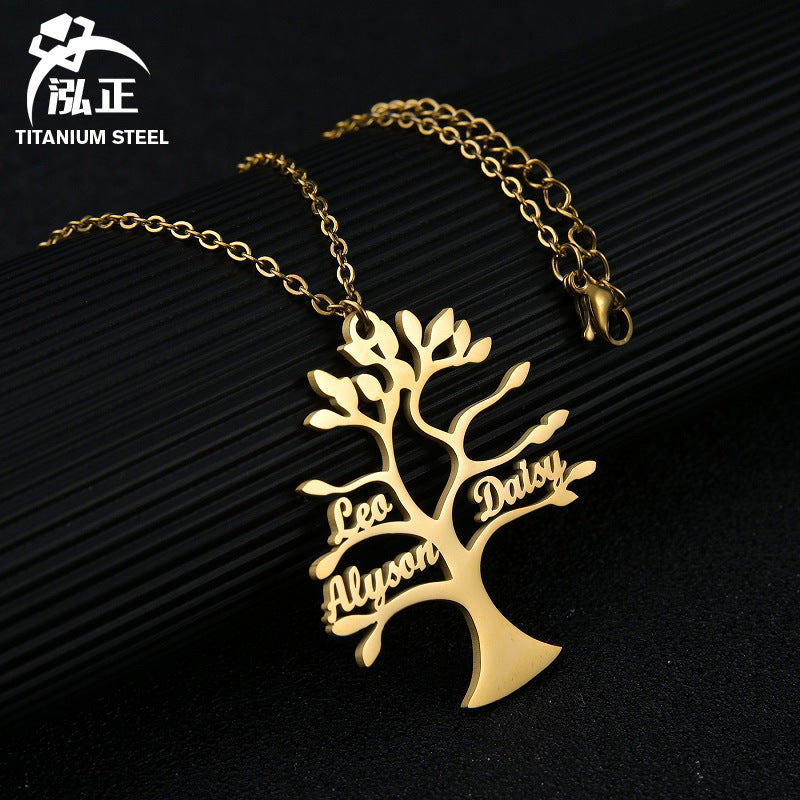 Tree Of Life 1-6 Necklace Personalized Stainless Steel Family Name Pendant Clavicle Chain Holiday Jewelry
