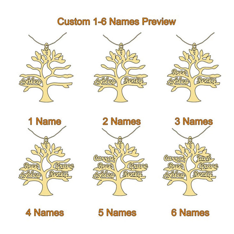 Tree Of Life 1-6 Necklace Personalized Stainless Steel Family Name Pendant Clavicle Chain Holiday Jewelry
