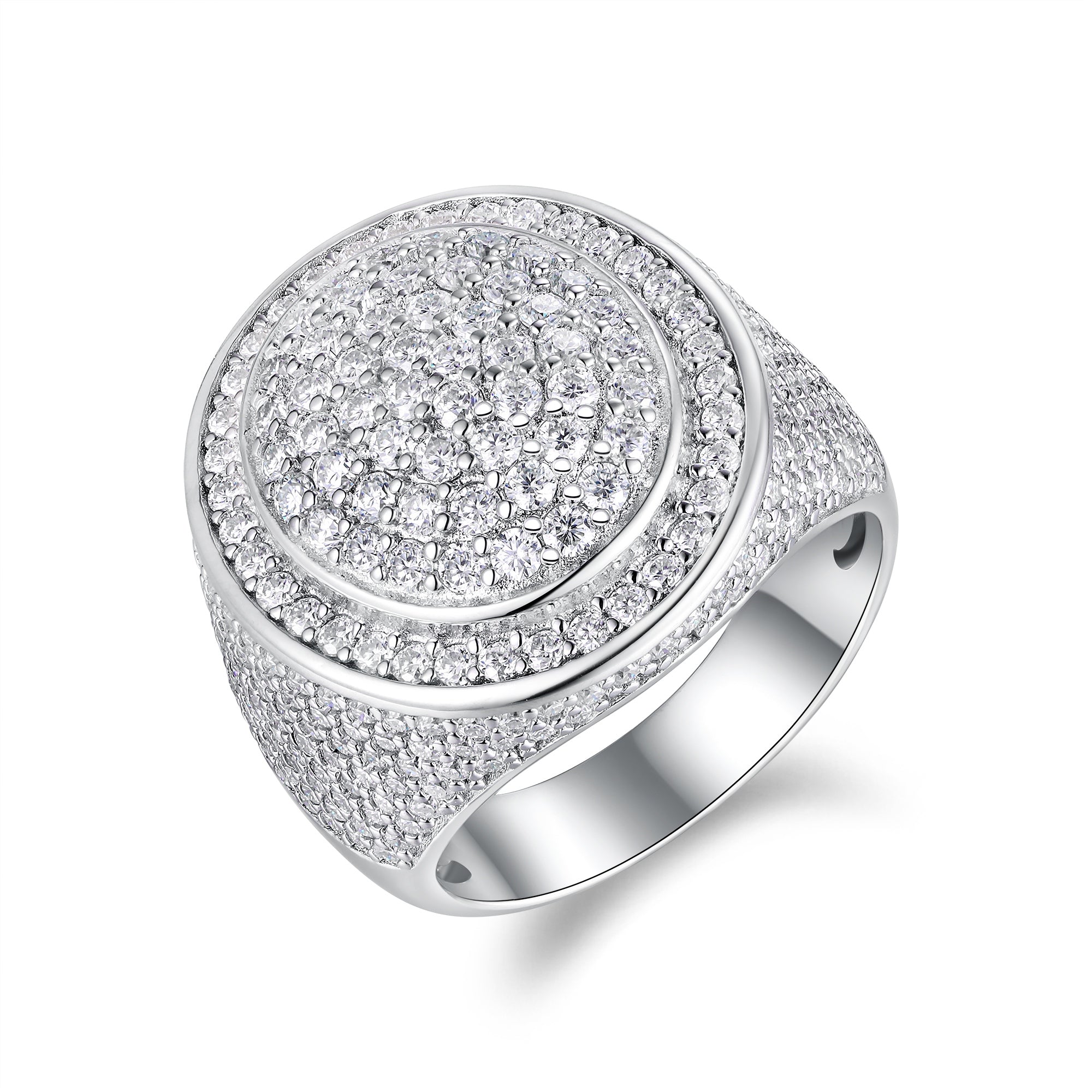 The King Of Hip-hop - Men's Ring, Diamond Ring And Wedding Ring Set With Top-quality Moissanite S925, Silver And Platinum-plated. The Ring Can Be Tested With A Diamond Pen
