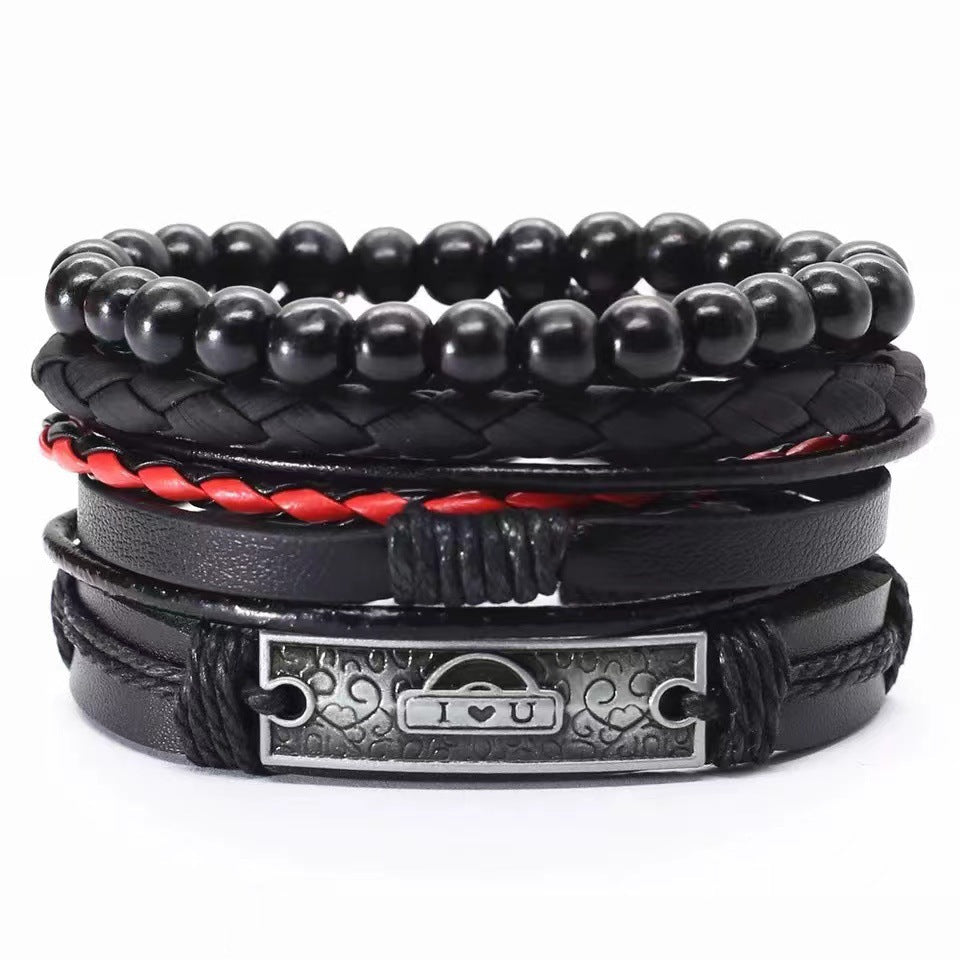 Multi-layer Bracelet Set Vintage-style Jewelry For Men